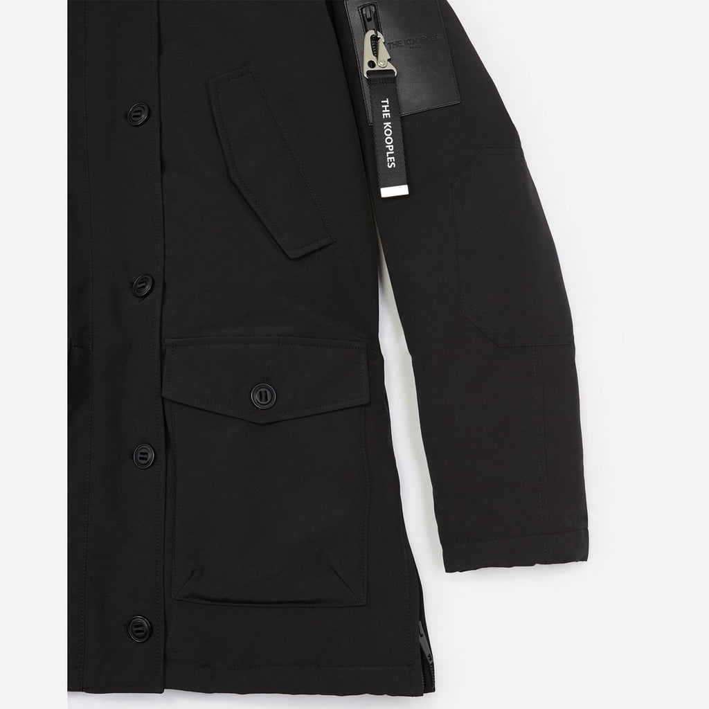 The Kooples - Parka Nylon Longue Noire Capuche - Femme