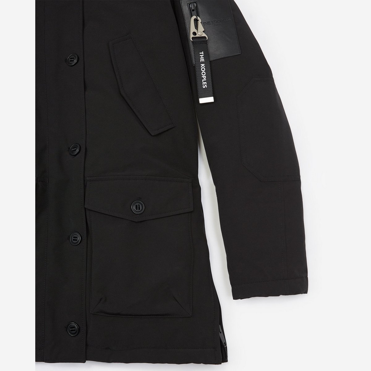 The Kooples - Parka Nylon Longue Noire Capuche - Femme