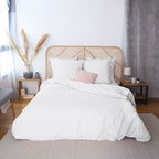 Parure De Couette 3Pcs 100% Lin Coton Lave 57Fils/Cm2 Blanc PARURE Baton Rouge