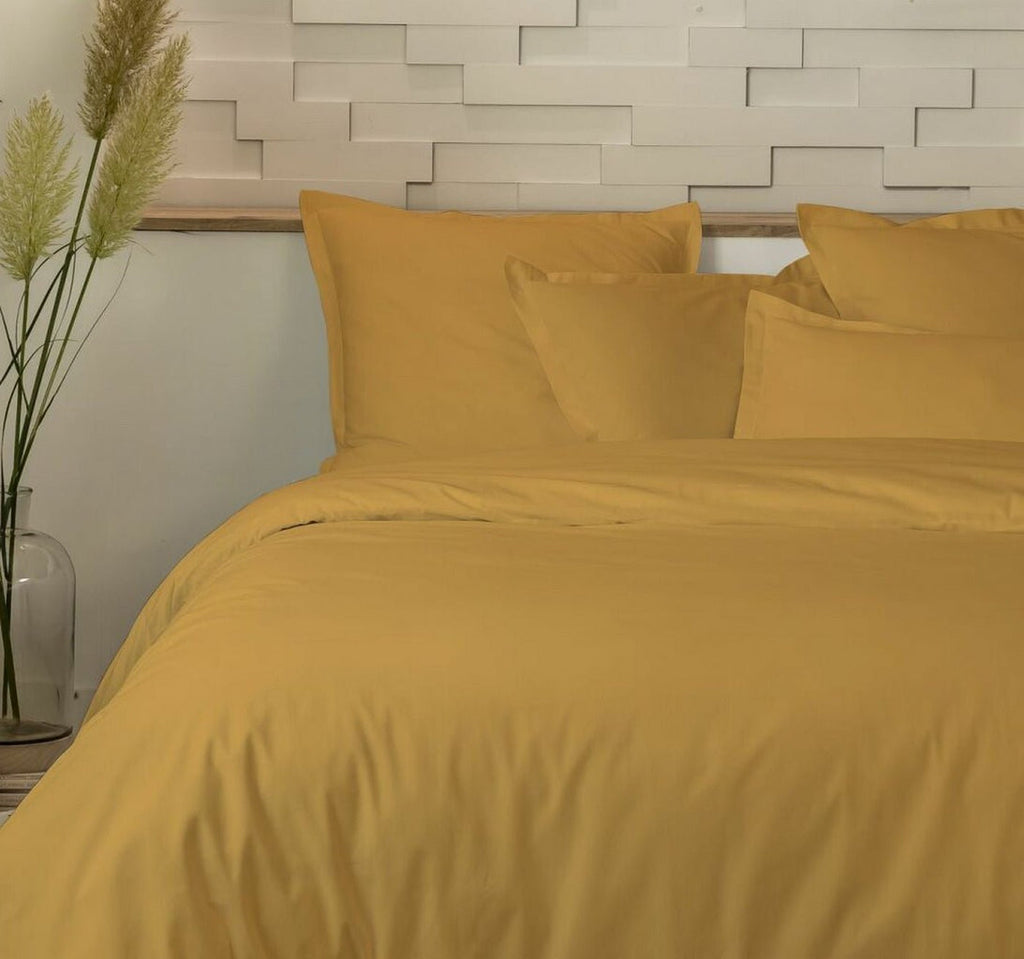 Parure De Couette 3Pcs 100% Percale De Coton 80 Fils/Cm2 - Percale Moutar - Baton Rouge - The Bradery