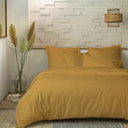 Parure De Couette 3Pcs 100% Percale De Coton 80 Fils/Cm2 - Percale Moutar - Baton Rouge - The Bradery