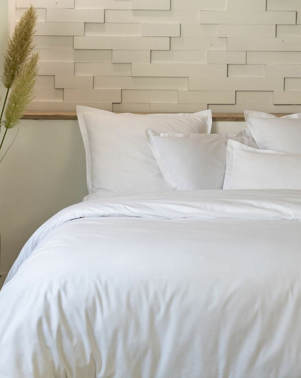 Parure De Couette 3Pcs 100% Percale De Coton 80 Fils/Cm2 - Uni Blanc - Baton Rouge - The Bradery
