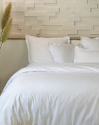 Parure De Couette 3Pcs 100% Percale De Coton 80 Fils/Cm2 - Uni Blanc - Baton Rouge - The Bradery