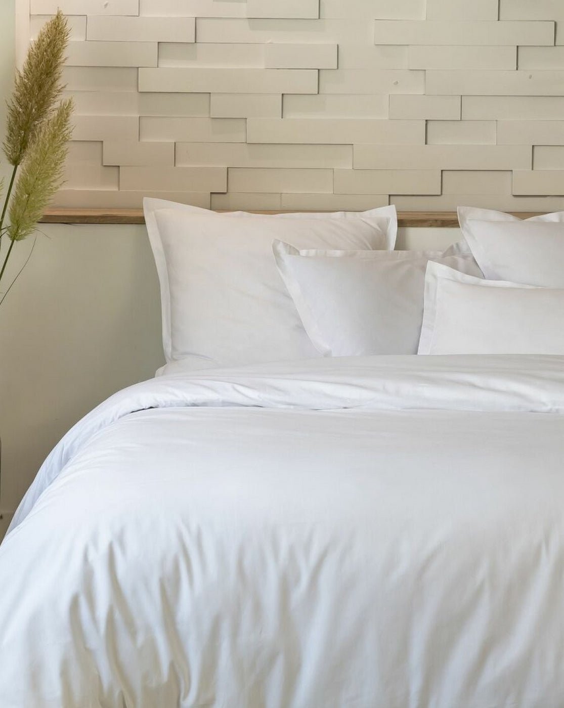 Parure De Couette 3Pcs 100% Percale De Coton 80 Fils/Cm2 - Uni Blanc - Baton Rouge - The Bradery