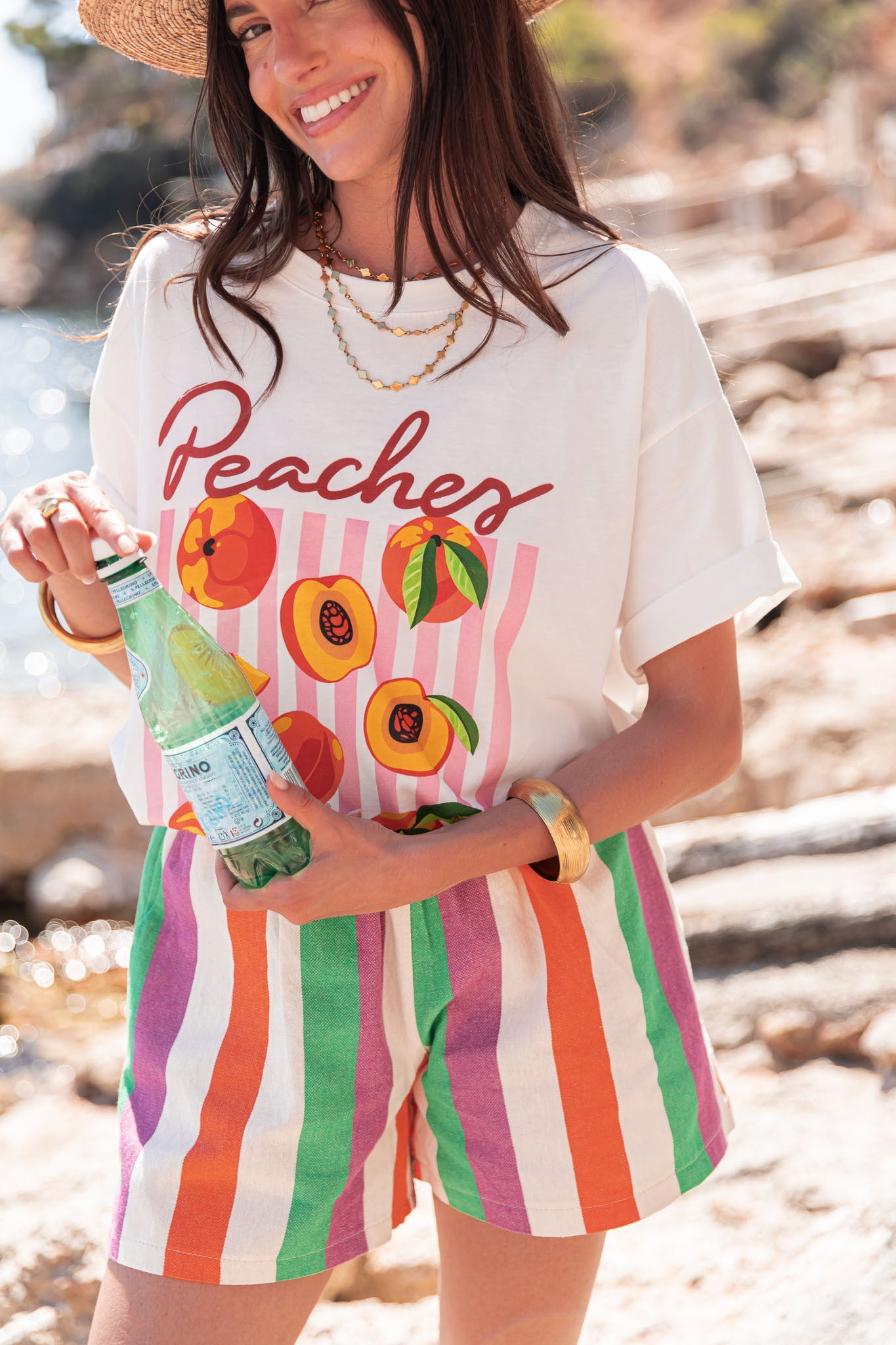 PEACHES Blanc - T-Shirt Imprimé