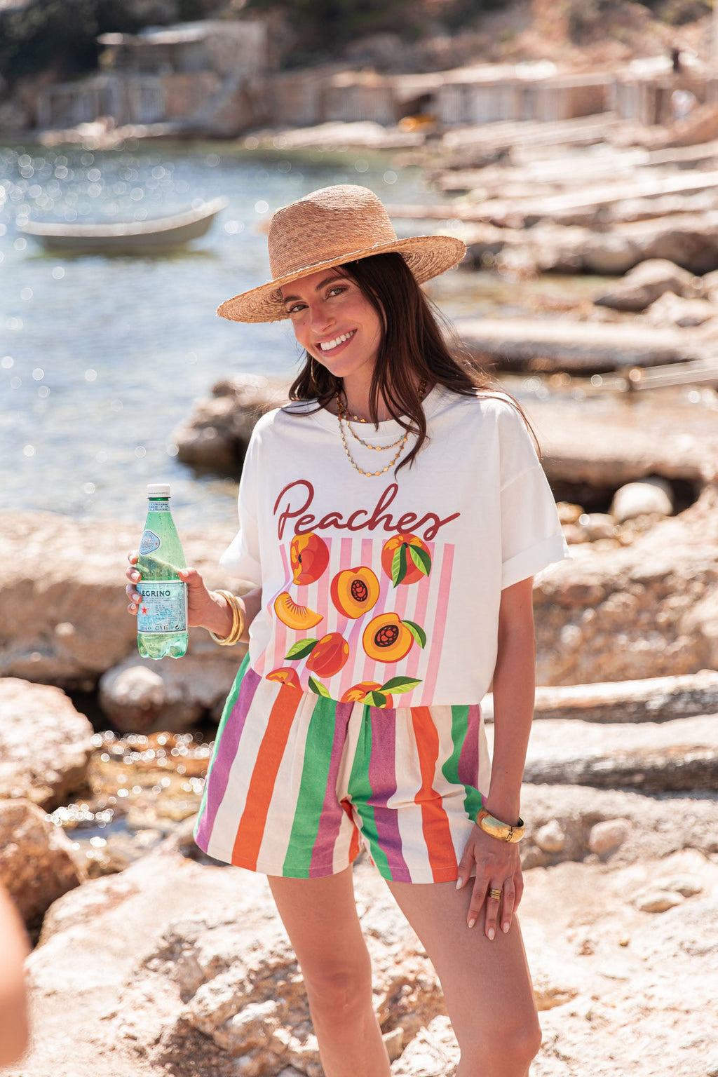 PEACHES Blanc - T-Shirt Imprimé