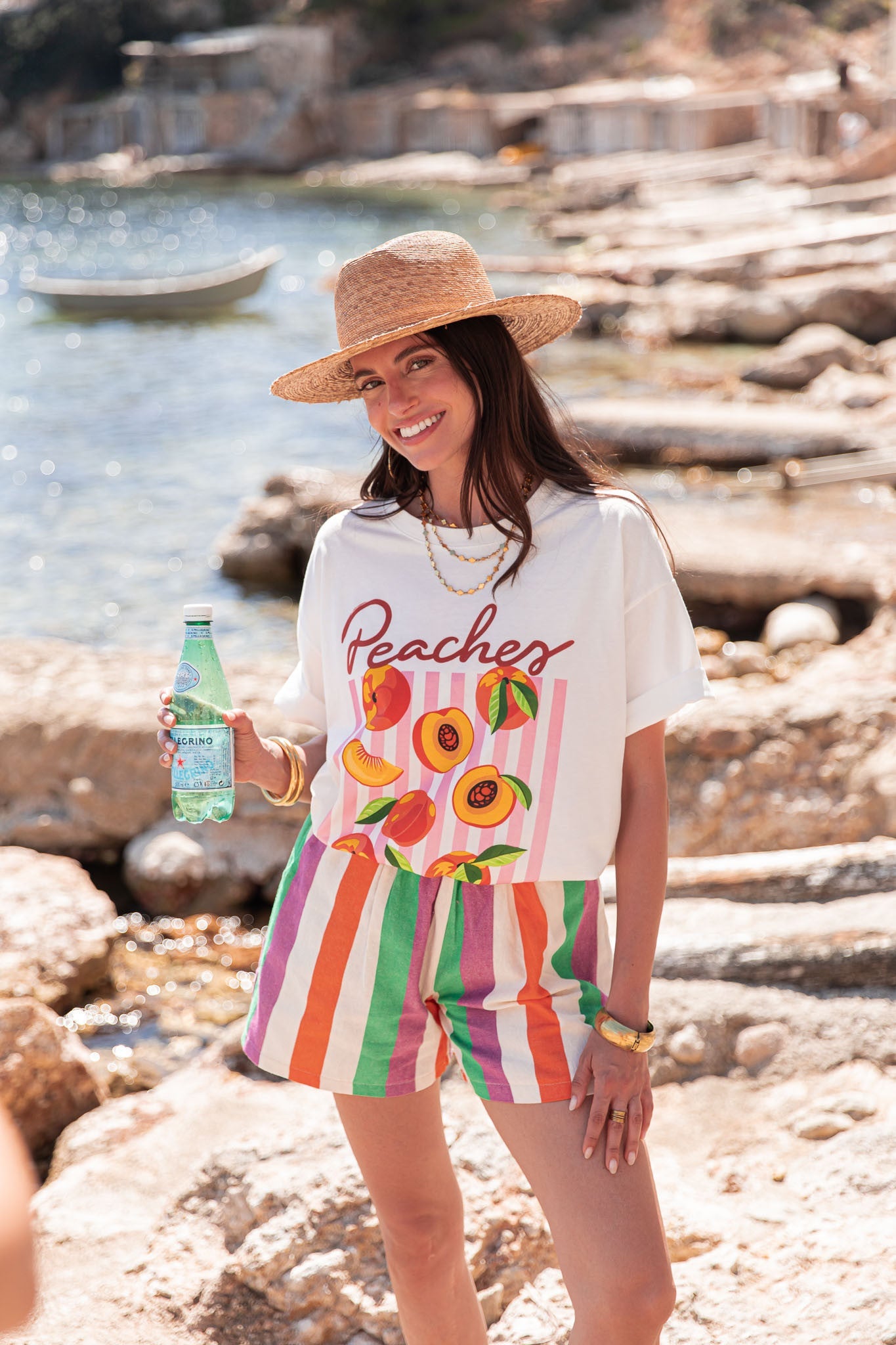 PEACHES Blanc - T-Shirt Imprimé