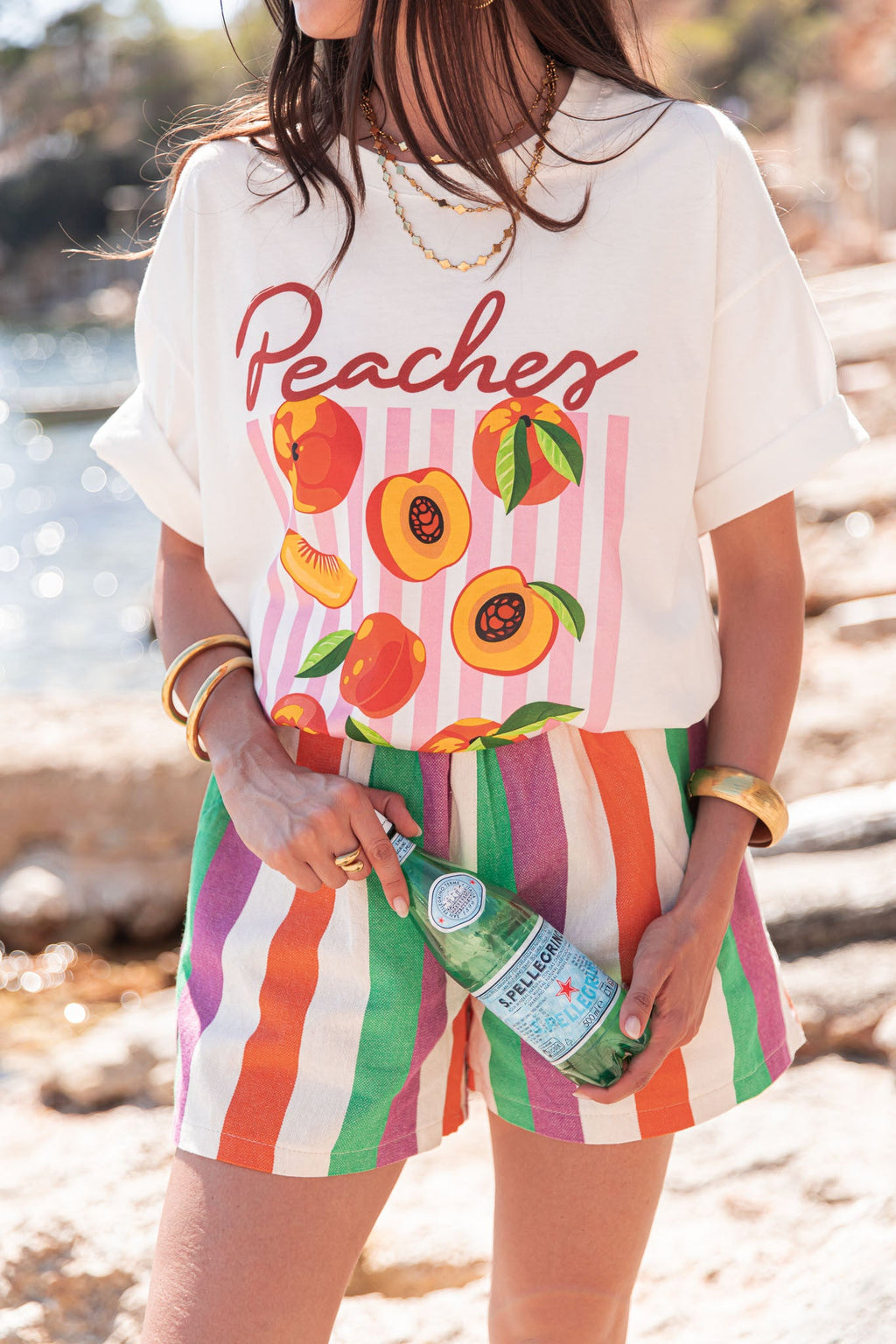 PEACHES Blanc - T-Shirt Imprimé
