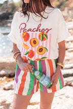 PEACHES Blanc - T-Shirt Imprimé