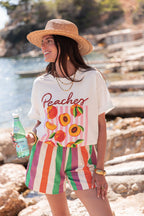 PEACHES Blanc - T-Shirt Imprimé