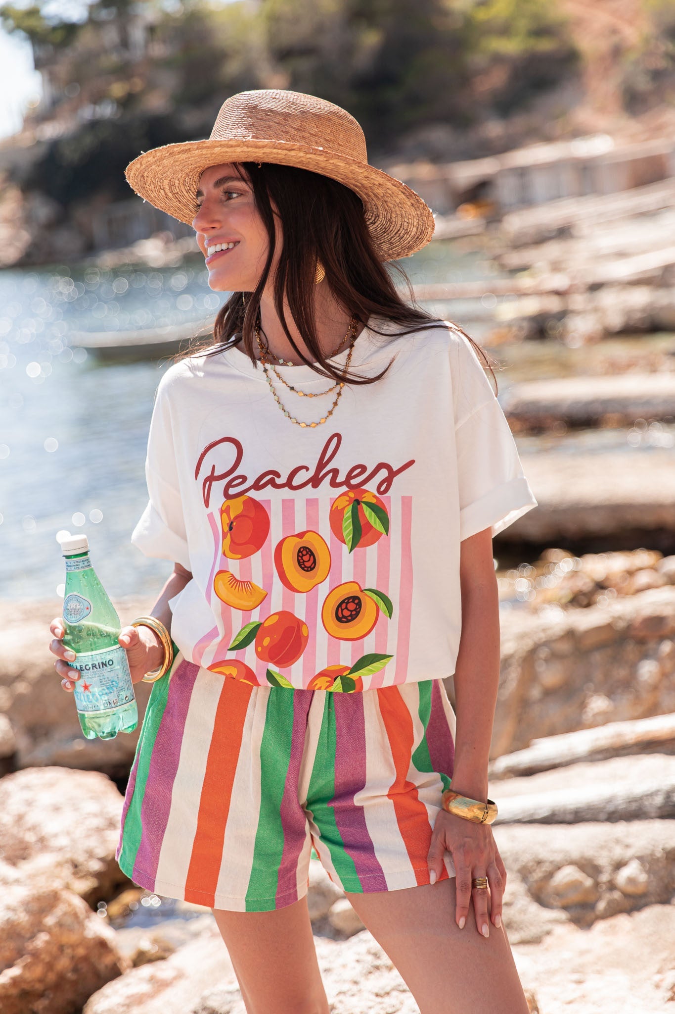 PEACHES Blanc - T-Shirt Imprimé