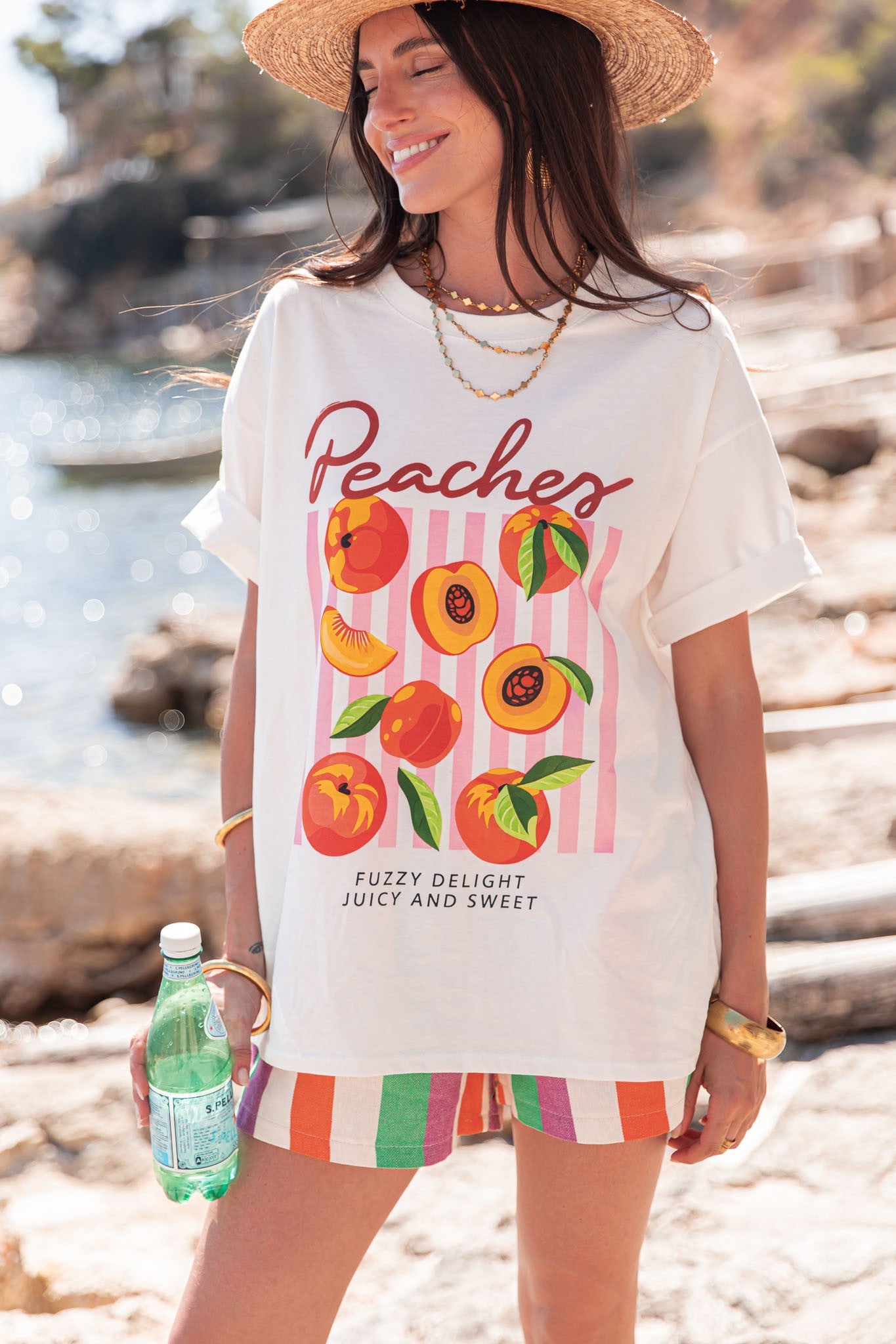 PEACHES Blanc - T-Shirt Imprimé