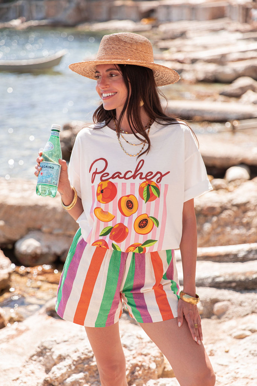 PEACHES Blanc - T-Shirt Imprimé