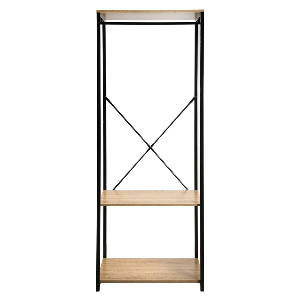 Penderie 3 Étagères Métal Et Décor Chêne - L60 cm - Décor Bois