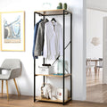 Penderie 3 Étagères Métal Et Décor Chêne - L60 cm - Décor Bois