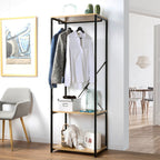 Penderie 3 Étagères Métal Et Décor Chêne - L60 cm - Décor Bois