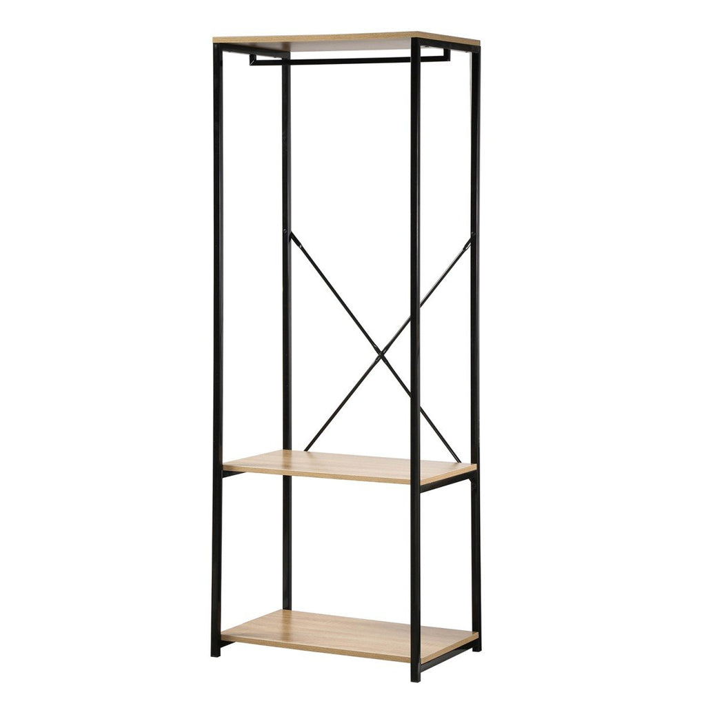 Penderie 3 Étagères Métal Et Décor Chêne - L60 cm - Décor Bois
