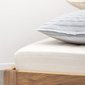 Drap Housse En Percale De Coton Lavé 300 Fils - Rayures Beiges Blanches