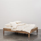 Housse De Couette En Percale De Coton Lavé 300 Fils - Rayures Beiges Blanches