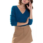 Perfect Cashmere - Tunique Col V Garmouth Bleu Azur, 100% Cachemire, 2 Fils, Jersey - Femme - Perfect Cashmere* - The Bradery