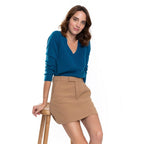 Perfect Cashmere - Tunique Col V Garmouth Bleu Azur, 100% Cachemire, 2 Fils, Jersey - Femme - Perfect Cashmere* - The Bradery