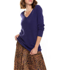 Perfect Cashmere - Tunique Col V Garmouth Violet, 100% Cachemire, 2 Fils, Jersey - Femme - Perfect Cashmere* - The Bradery