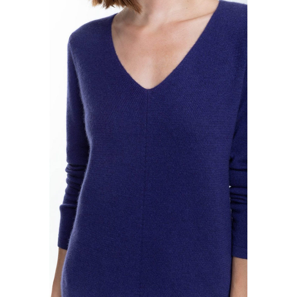 Perfect Cashmere - Tunique Col V Garmouth Violet, 100% Cachemire, 2 Fils, Jersey - Femme - Perfect Cashmere* - The Bradery