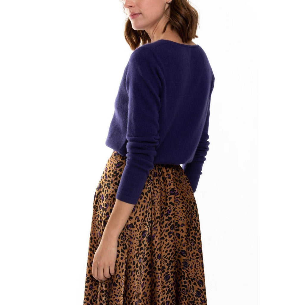 Perfect Cashmere - Tunique Col V Garmouth Violet, 100% Cachemire, 2 Fils, Jersey - Femme - Perfect Cashmere* - The Bradery