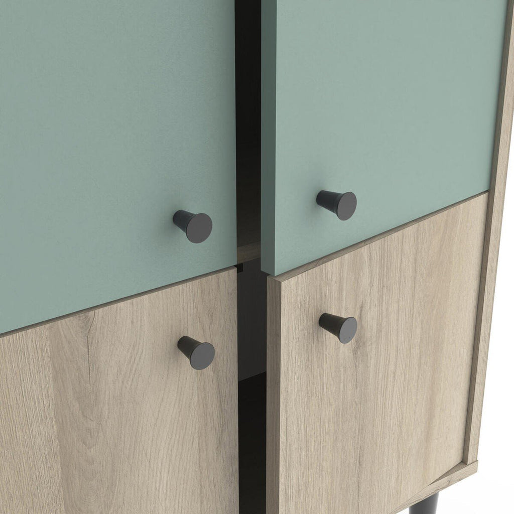 Petit Buffet 4 Portes Effet Bois L61cm - Arty - Bois / Vert