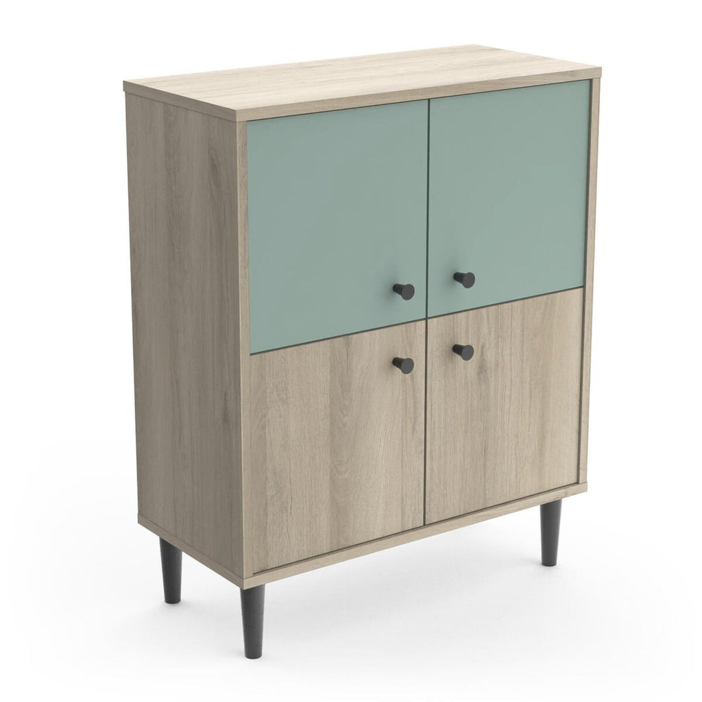 Petit Buffet 4 Portes Effet Bois L61cm - Arty - Bois / Vert