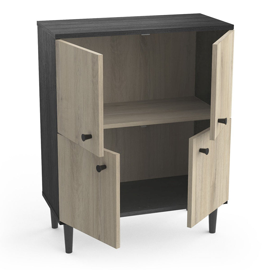 Petit Buffet 4 Portes Effet Bois L61cm - Arty - Noir