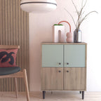 Petit Buffet 4 Portes Effet Bois L61cm - Arty - Bois / Vert