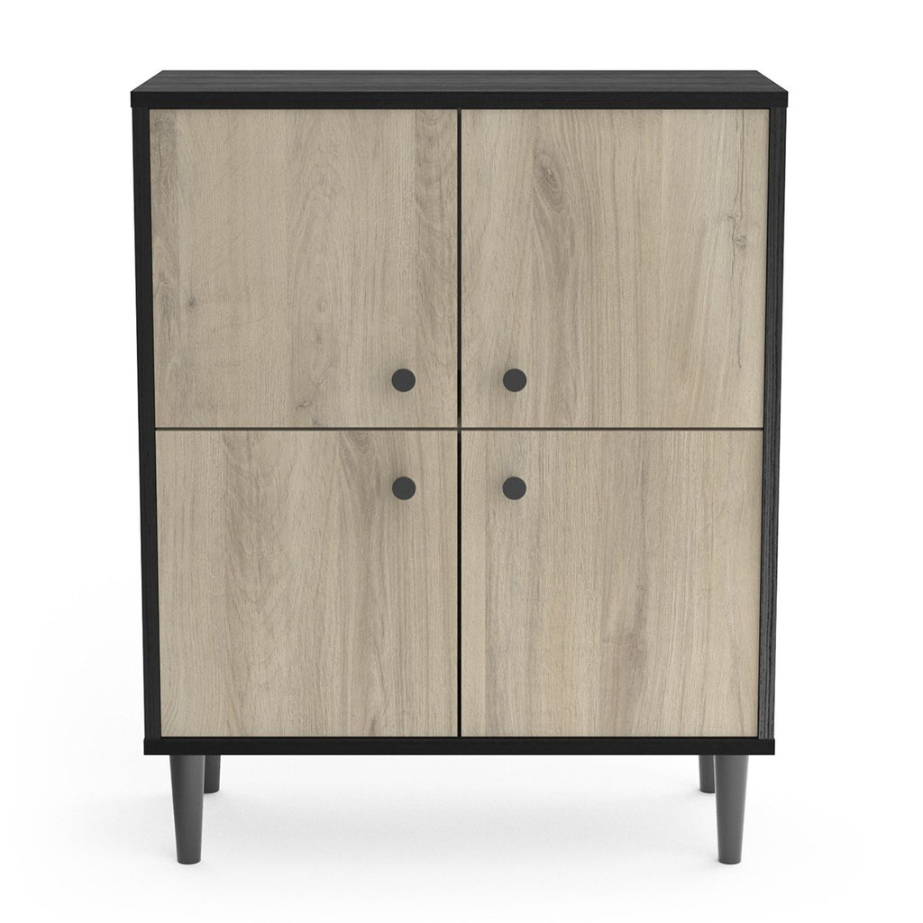 Petit Buffet 4 Portes Effet Bois L61cm - Arty - Noir