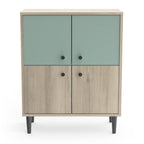 Petit Buffet 4 Portes Effet Bois L61cm - Arty - Bois / Vert