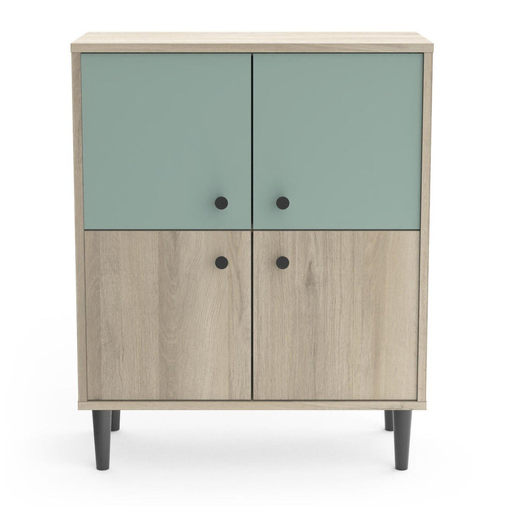 Petit Buffet 4 Portes Effet Bois L61cm - Arty - Bois / Vert