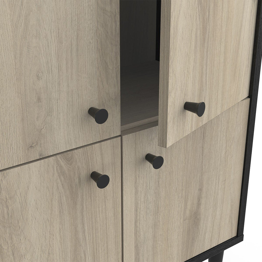 Petit Buffet 4 Portes Effet Bois L61cm - Arty - Noir
