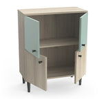 Petit Buffet 4 Portes Effet Bois L61cm - Arty - Bois / Vert