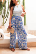 PIO Bleu6 Fleurs - Pantalon Plissé