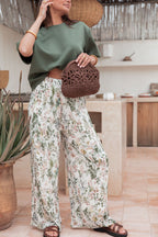 PIO Kaki Fleurs - Pantalon Plissé 13