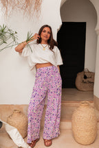 PIO Lilas4 Fleurs - Pantalon Plissé