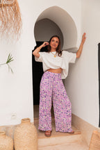 PIO Lilas4 Fleurs - Pantalon Plissé