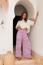 PIO Lilas4 Fleurs - Pantalon Plissé