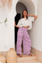 PIO Lilas4 Fleurs - Pantalon Plissé