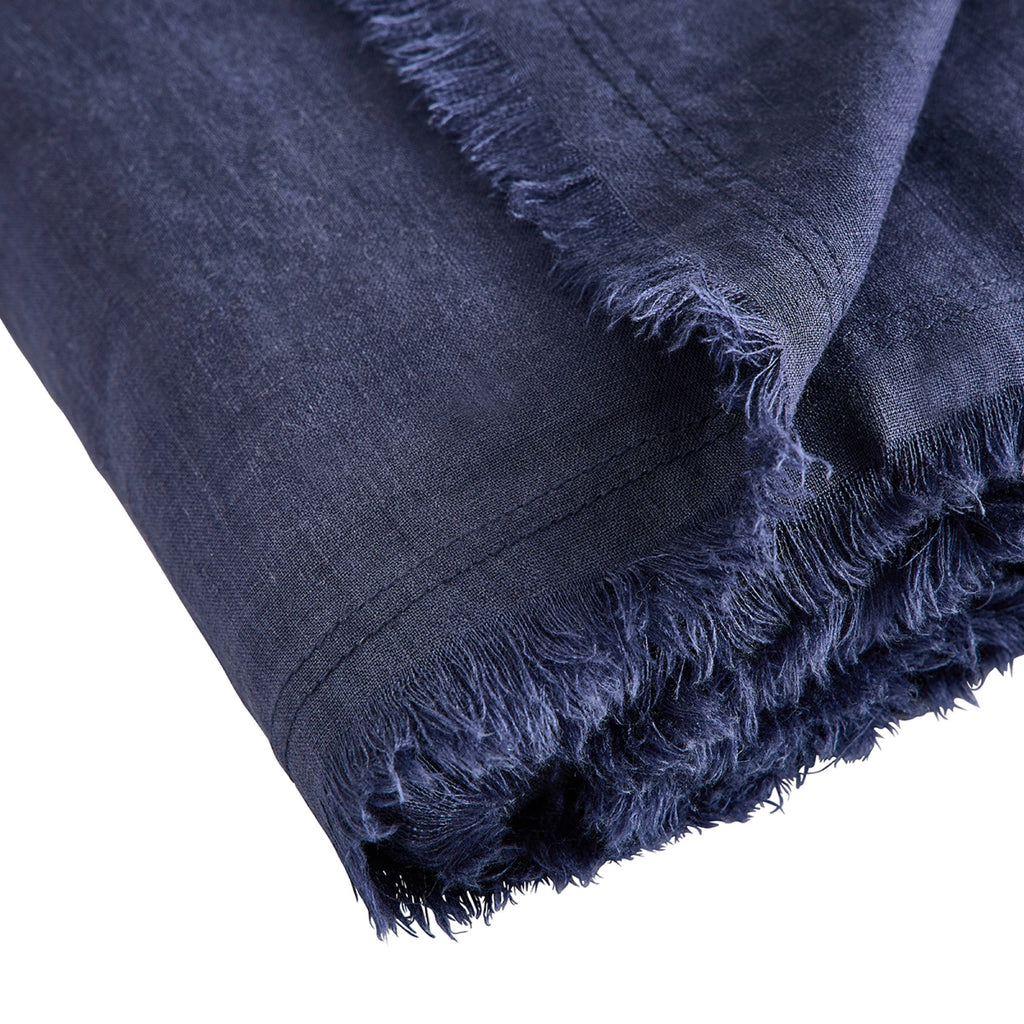 Plaid Brunelle - 100% Lin Lavé - Bleu Marine