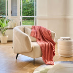 Plaid Brunelle - 100% Lin Lavé - Terracotta