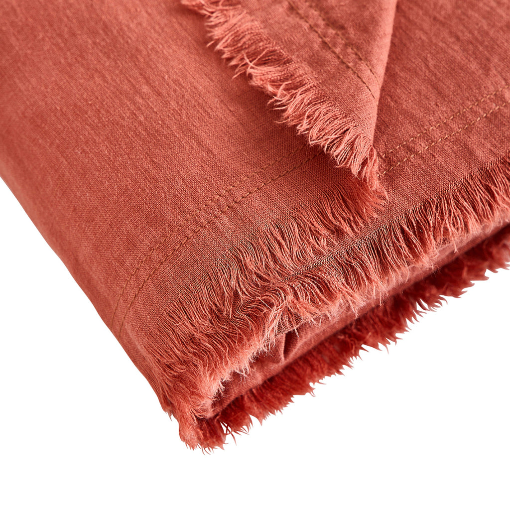 Plaid Brunelle - 100% Lin Lavé - Terracotta
