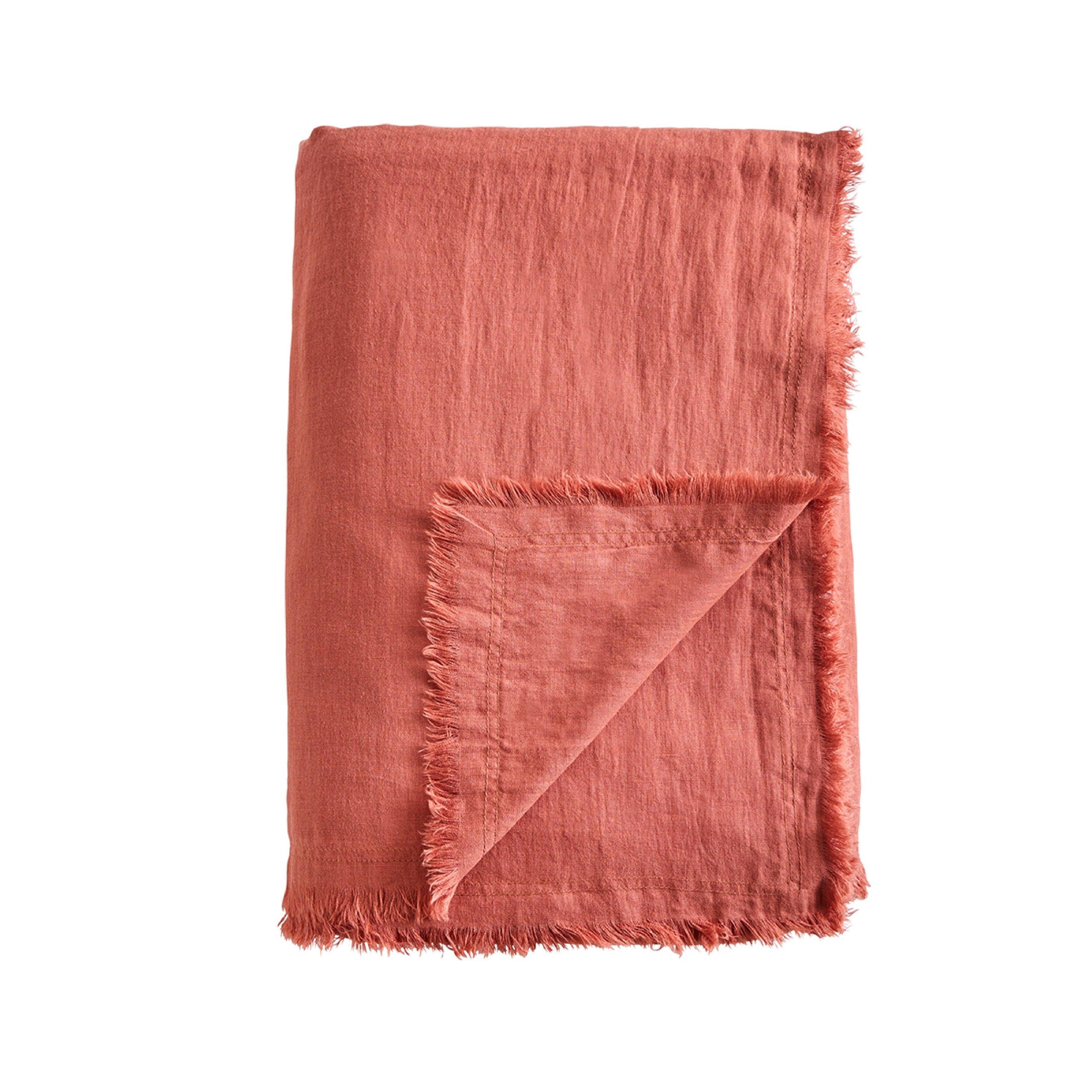 Plaid Brunelle - 100% Lin Lavé - Terracotta