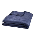 Plaid Garni Brunelle - 100% Lin Lavé - Bleu Marine