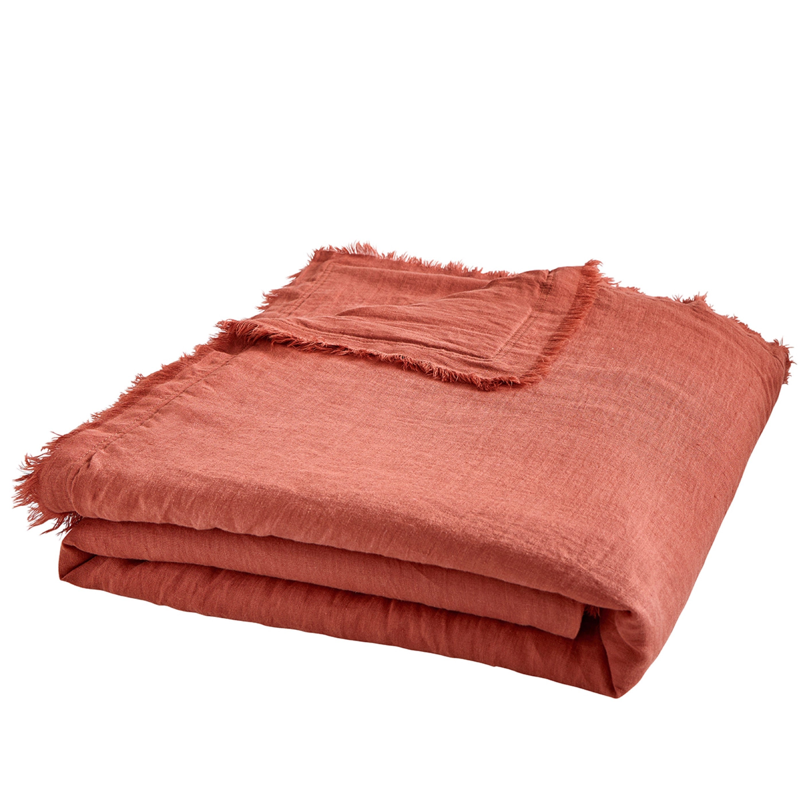 Plaid Garni Brunelle - 100% Lin Lavé - Terracotta