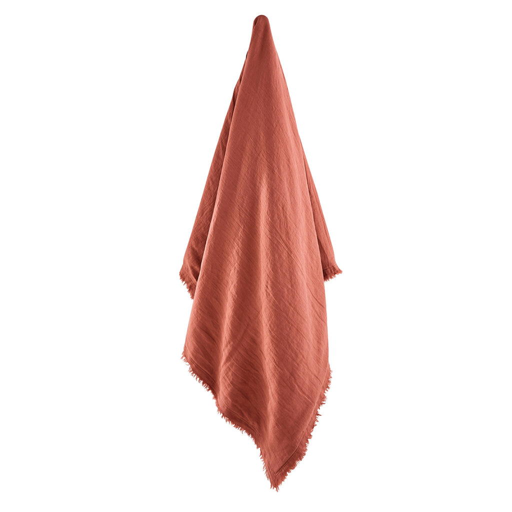 Plaid Garni Brunelle - 100% Lin Lavé - Terracotta